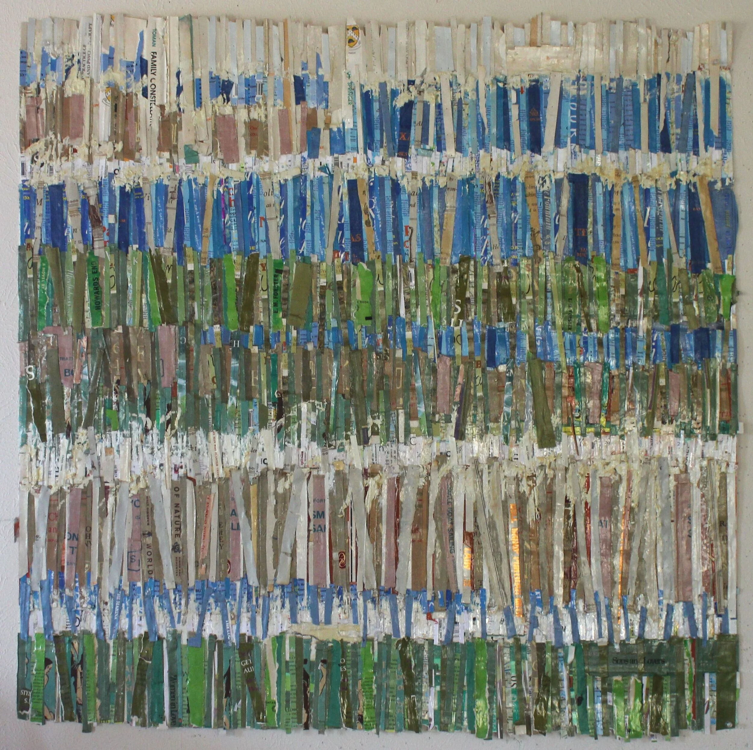 I commissioned this piece with Kate many years ago by using color samples- it is a series of book spines arranged to mimic trees.