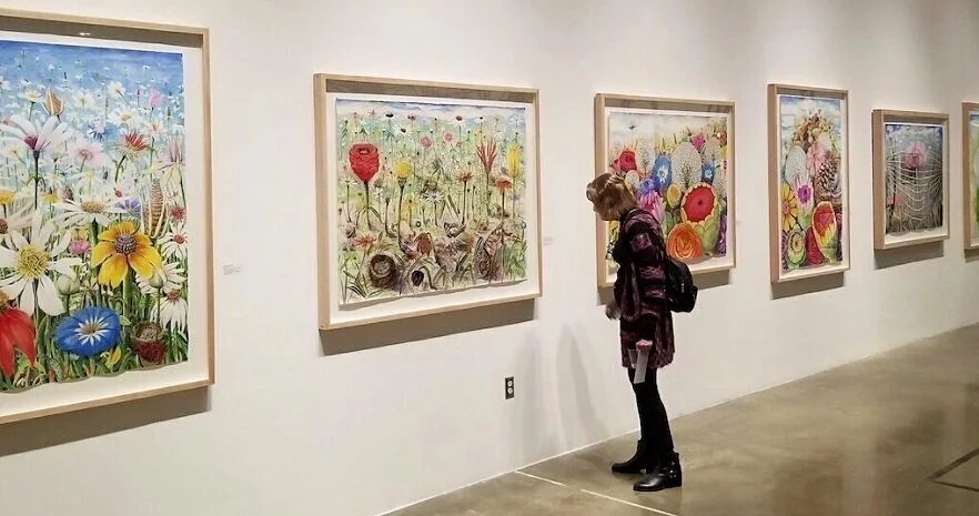 Including an image of her pieces on display for scale and finished composition.