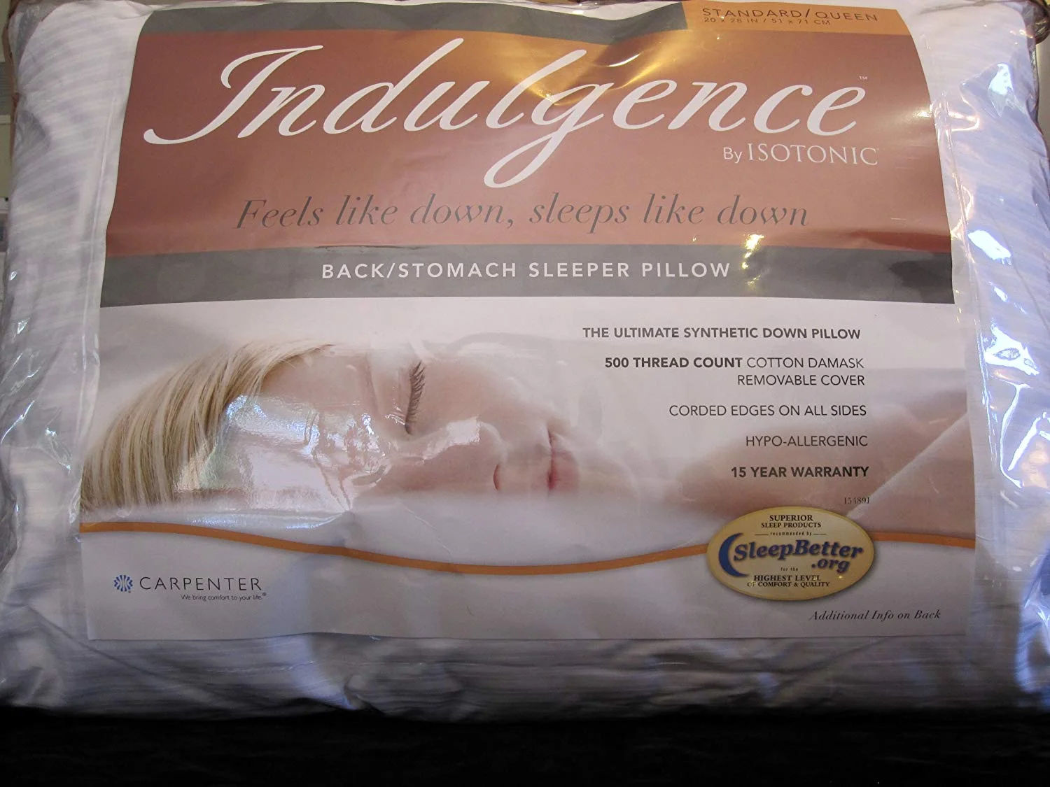 Isotonic Indulgence Back/Stomach Sleeper Pillow