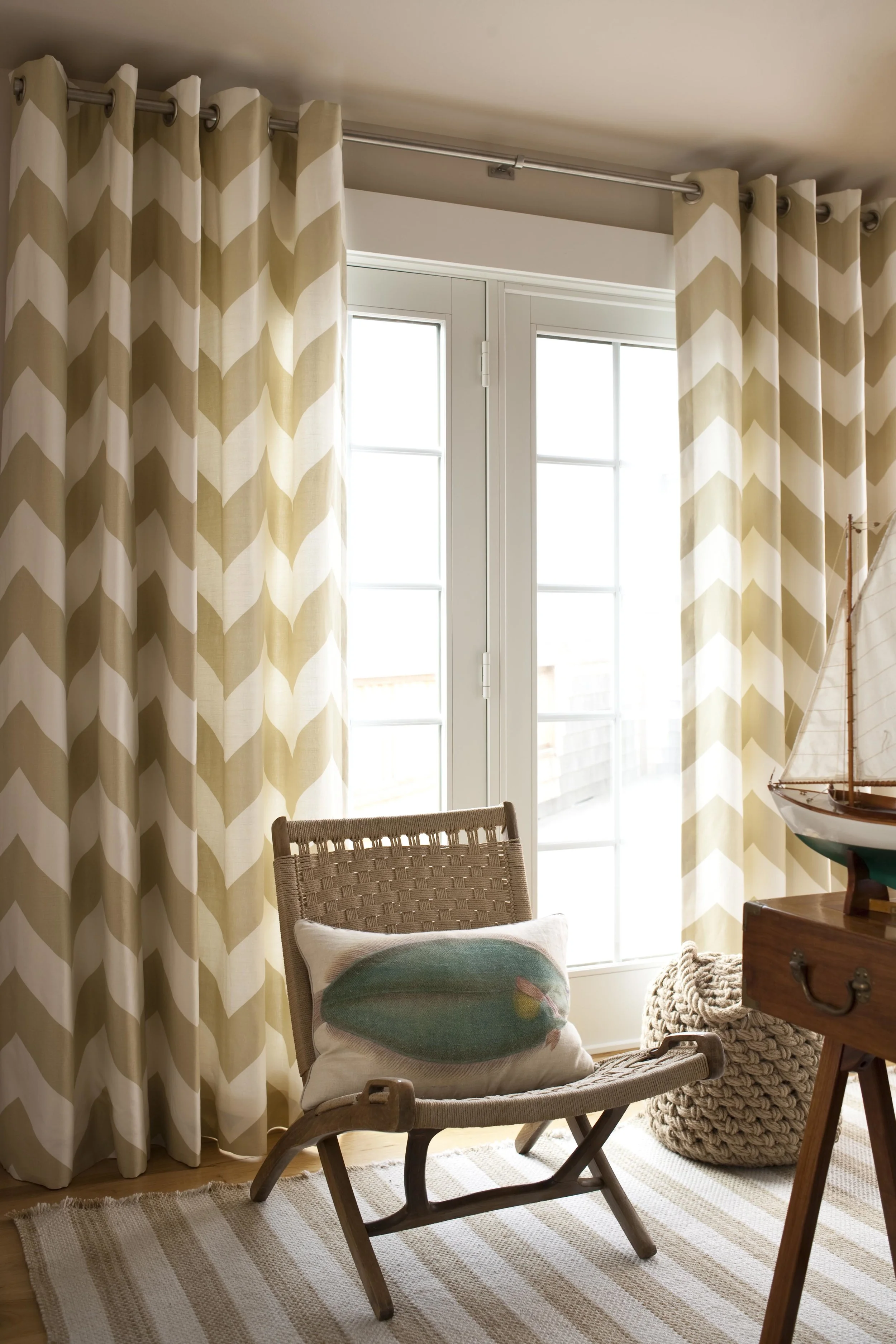 Open and Airy Study with Chevron Drapes (Copy)