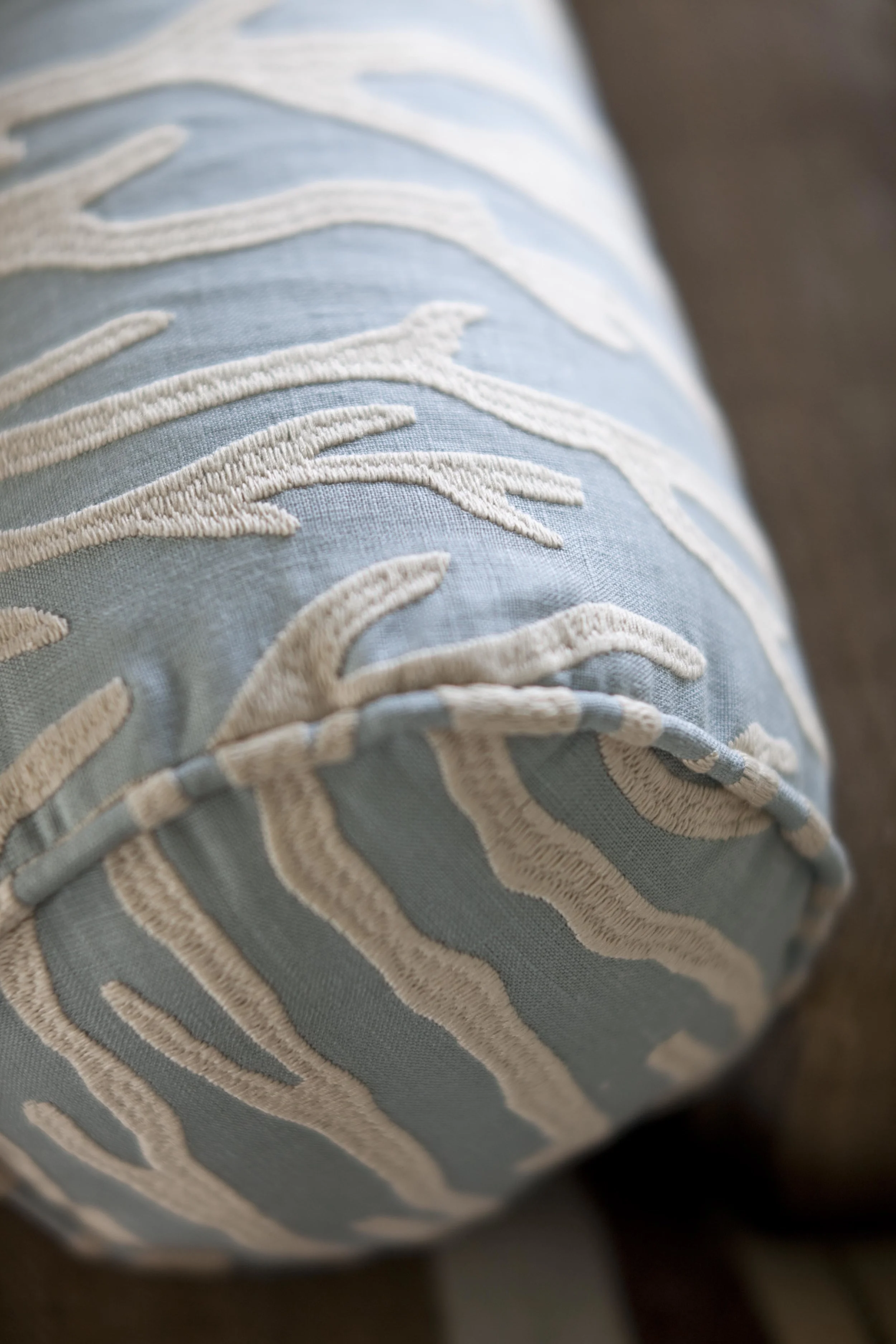 Coral Bolster Pillow in Light Blue and White (Copy)