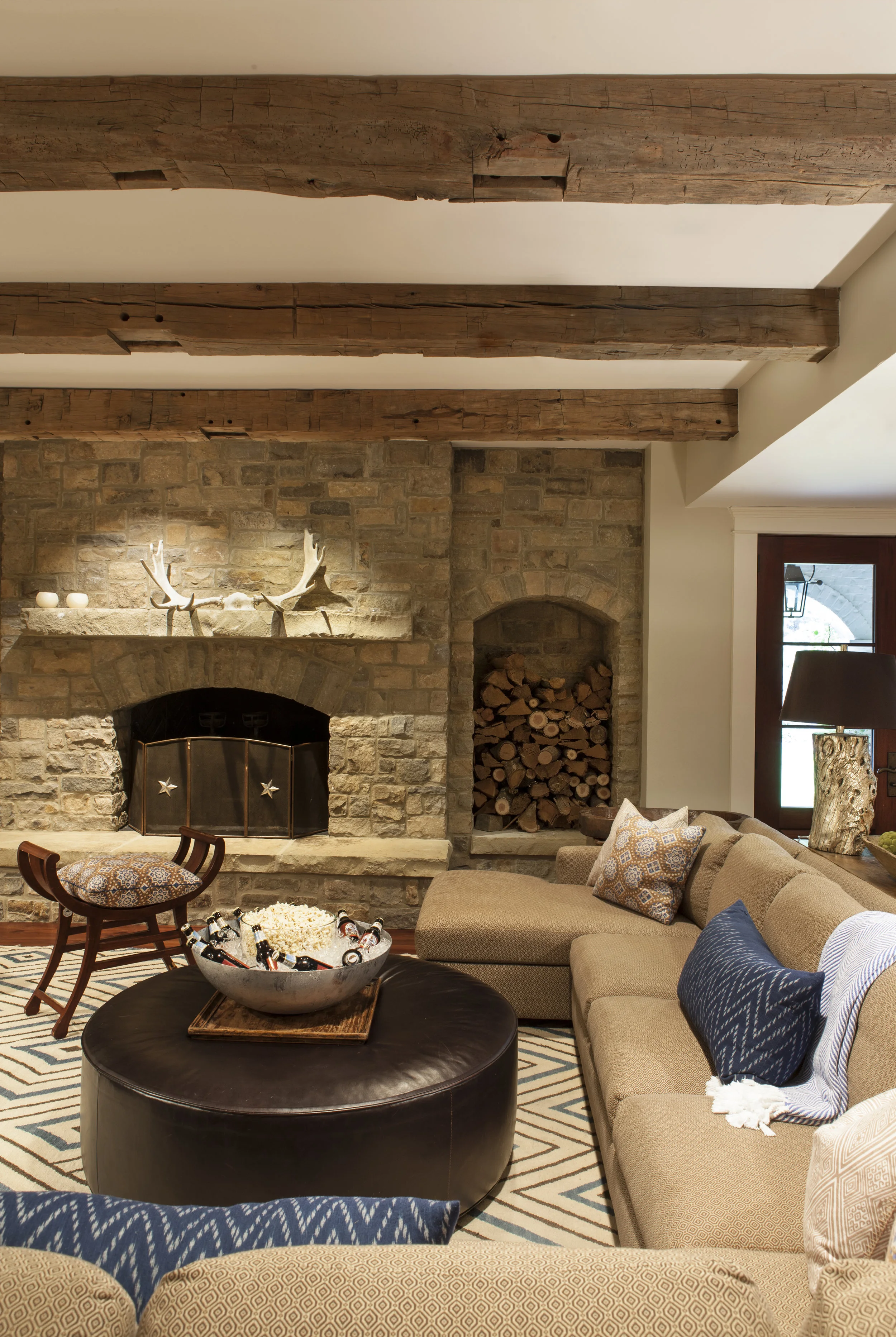 Basement Recreation Room Stone Fireplace (Copy)