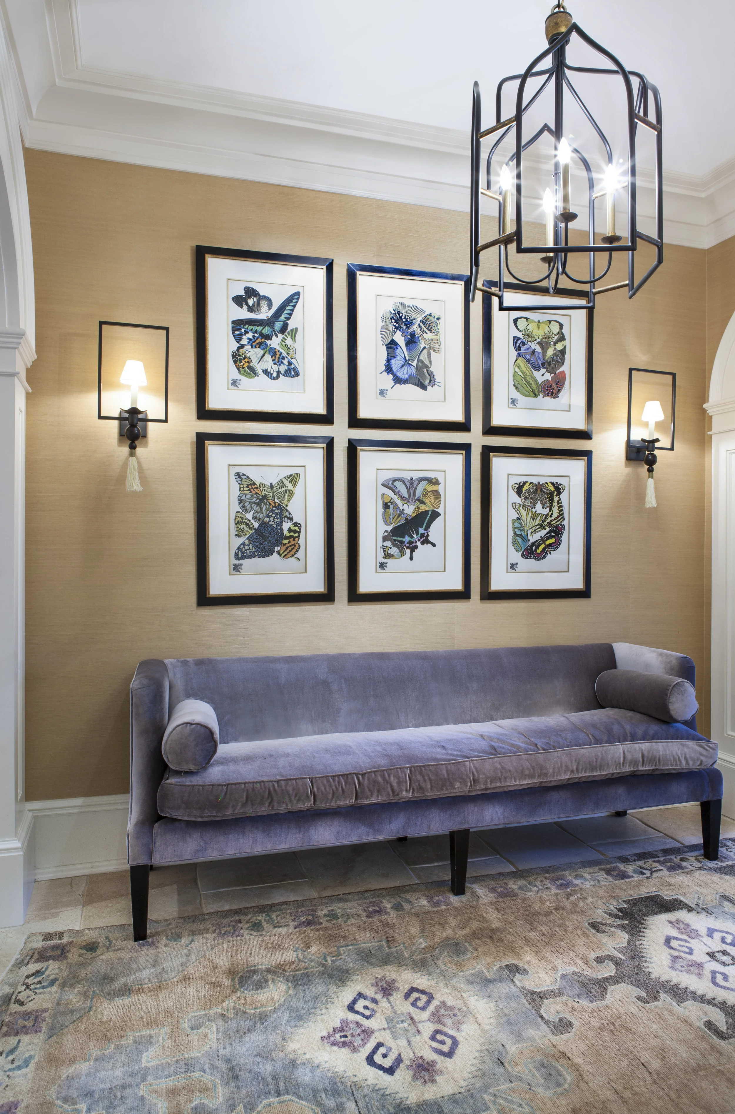 Vestibule off Foyer, Lavender Velvet Settee (Copy)