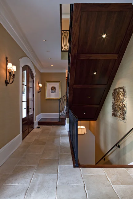 Stairwell with Wood Paneling Overhead (Copy)