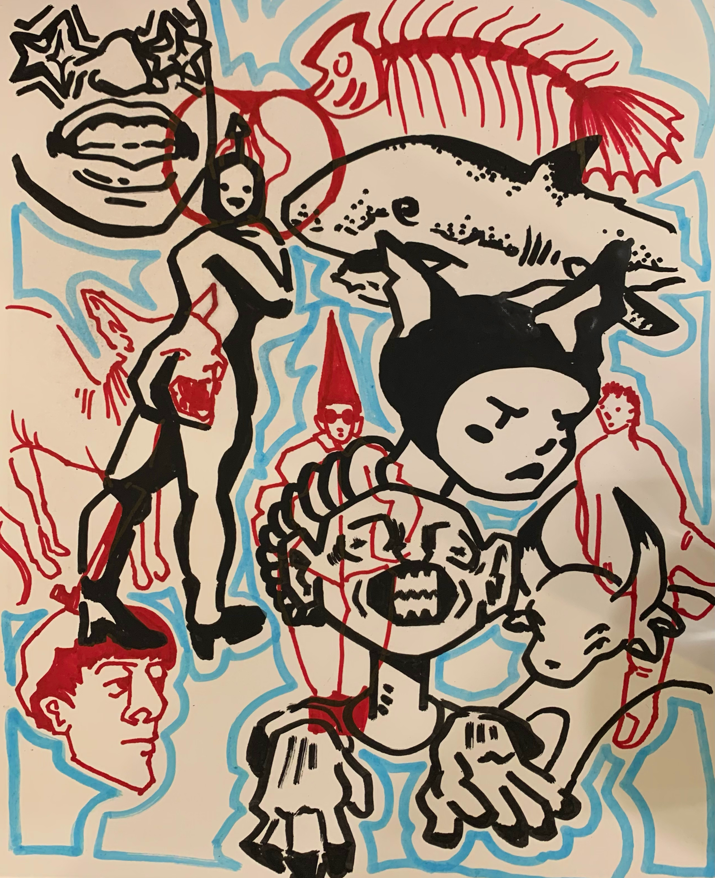 Red, White, and Blue (2024)
Paint markers on paper
12" x 9"