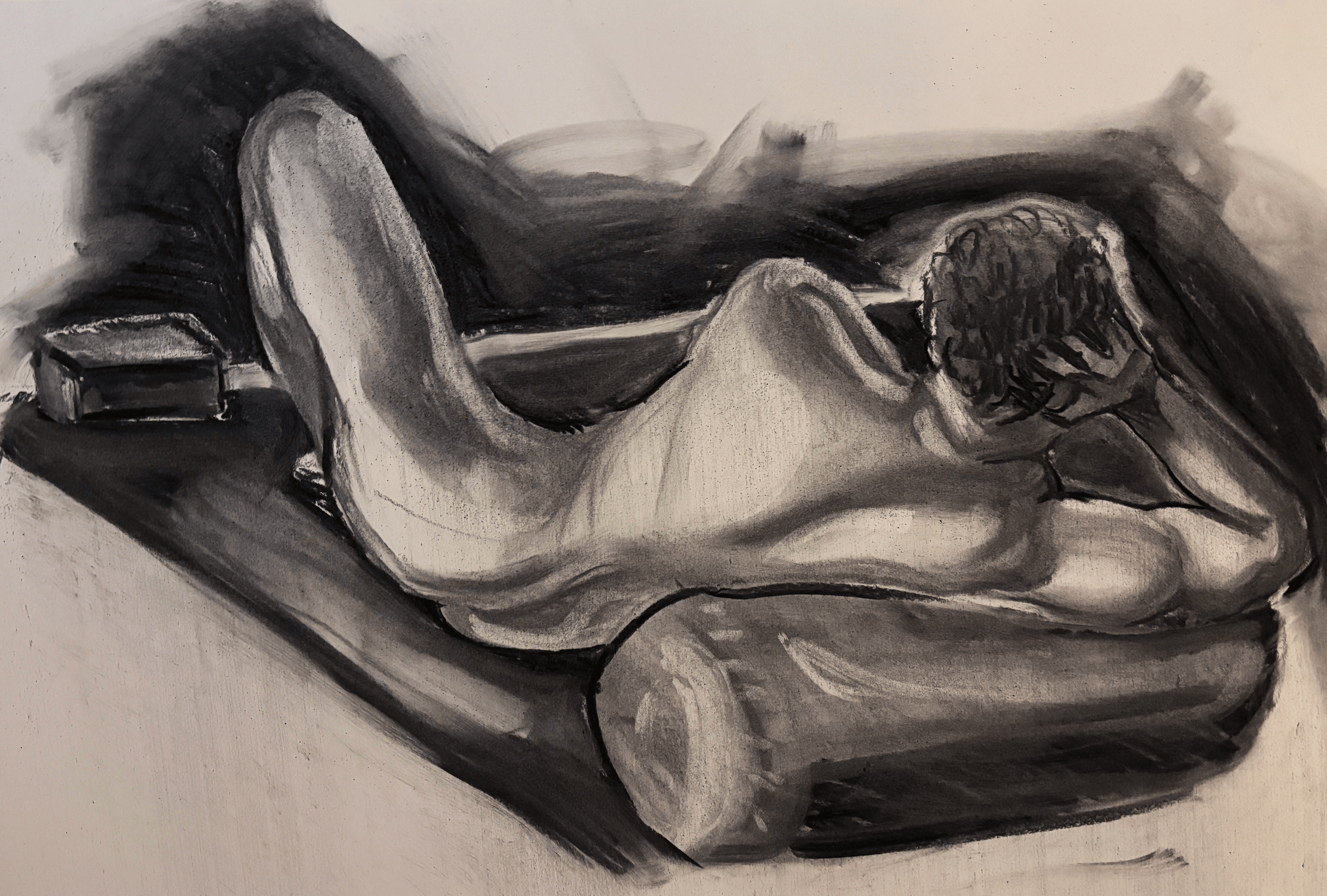 Reclining Male Nude (2024)
Charcoal on paper
18" x 24"