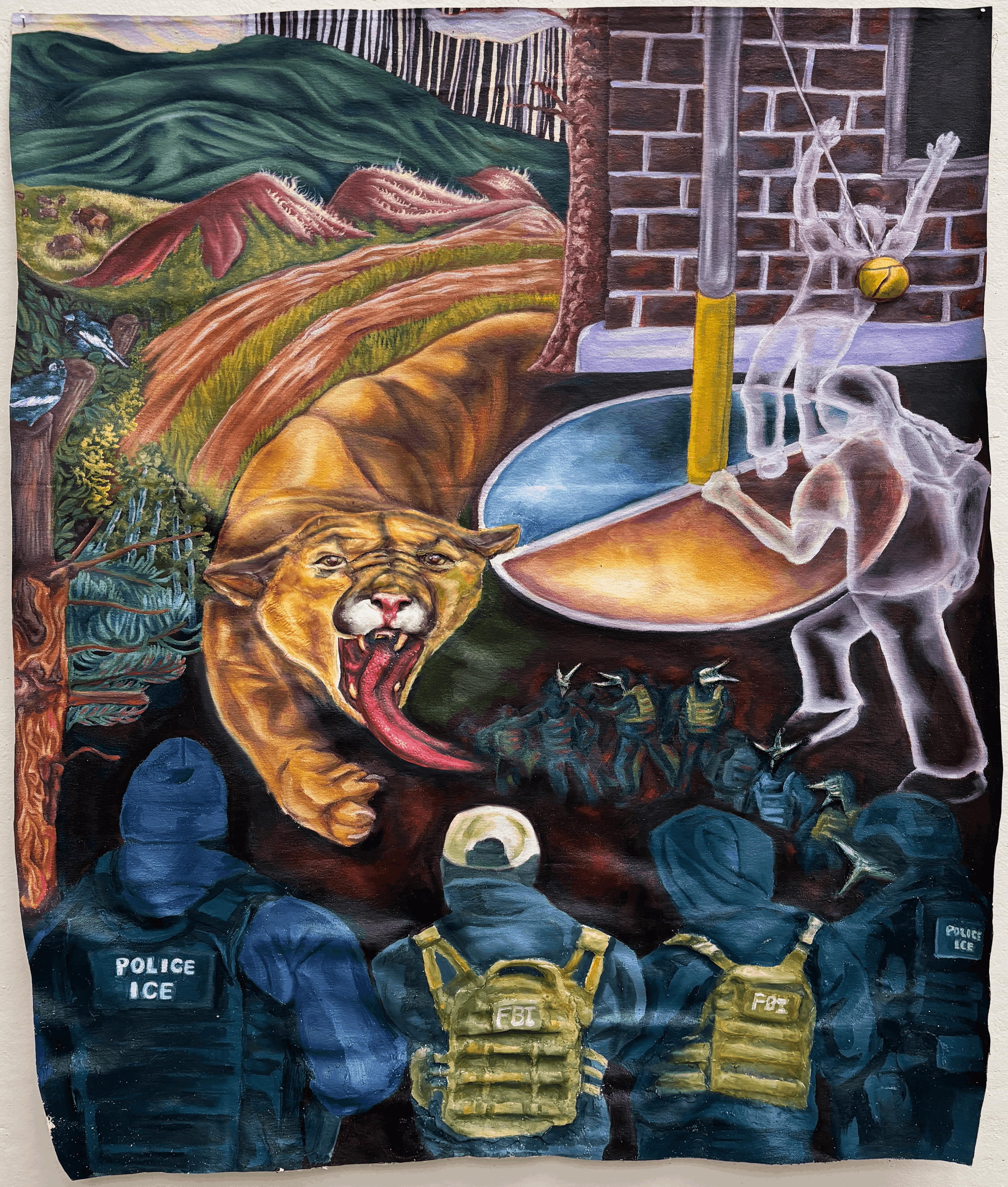 Into the Lion's Mouth (2025)
Oil paint and air-dry clay on canvas
_" x _"