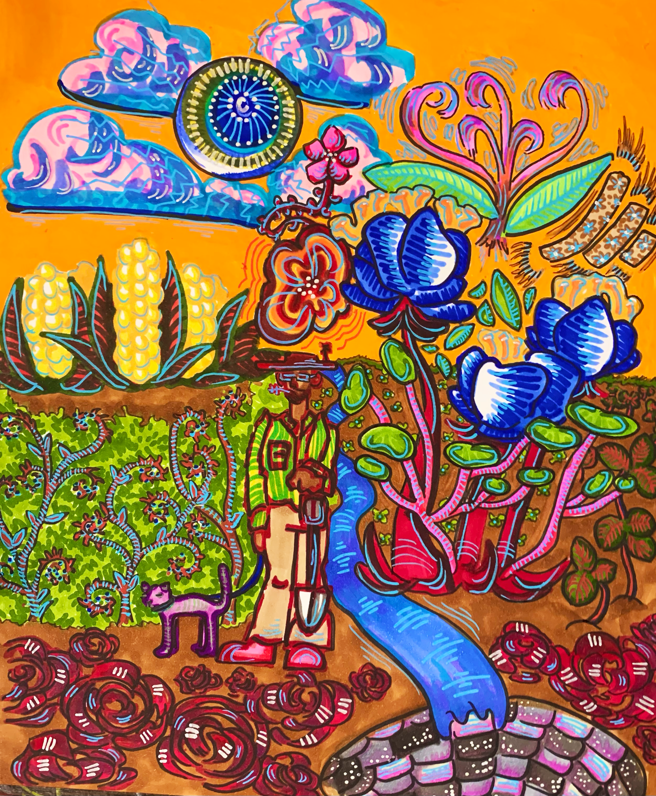 Garden (2024)
Paint and alcohol markers on paper
12" x 9"