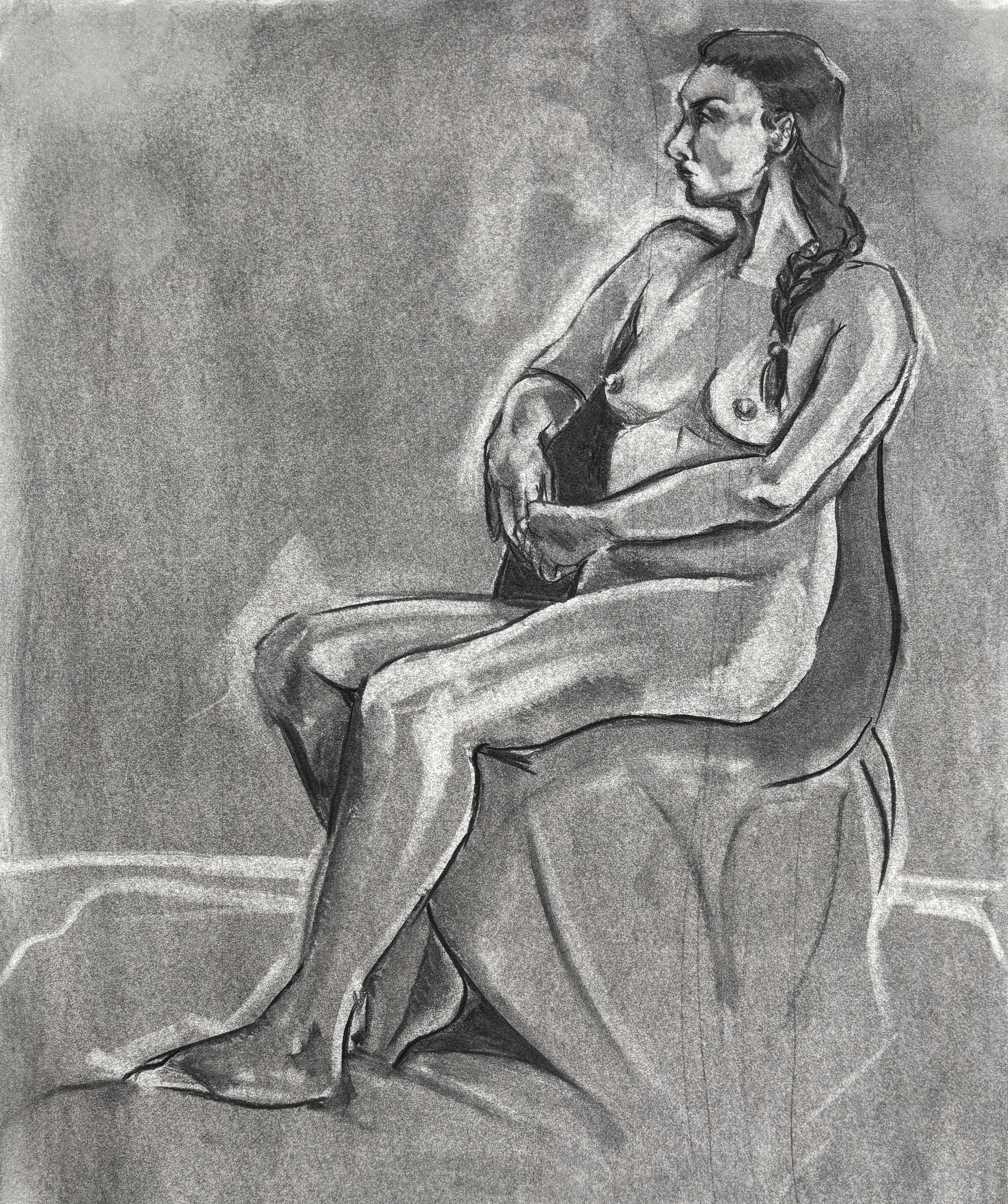 Woman Sitting #2 (2025)
Charcoal on paper
18" x 24"
