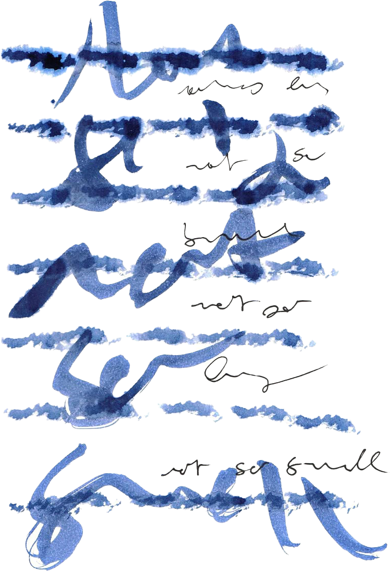 Handwritten note with a blue watercolor background, featuring cursive black text that appears to be a personal message or quote.