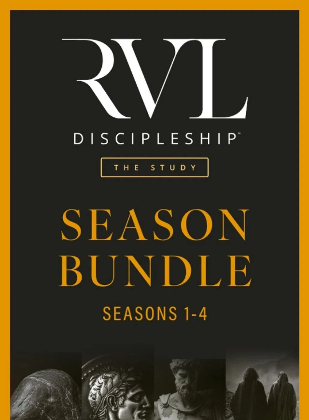 Cover image of 'RML Discipleship' season bundle, featuring seasons 1 to 4, with images of ancient artifacts and sculptures at the bottom.