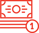 Close-up of a red check with a number 1 badge, representing a verified or approved check mark.