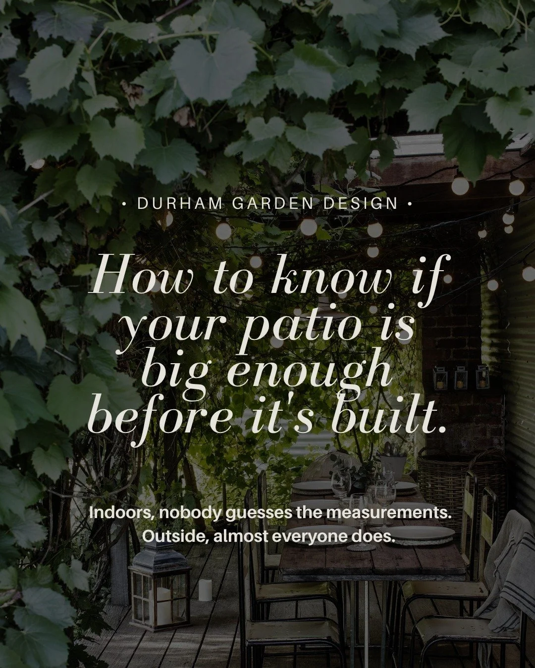 A patio plan can look right and still not work, because the plan shows furniture, not people.

Before anything is built, lay it out at full size: chalk or tape on the ground, the real furniture inside it, and someone walking behind a seated guest. It