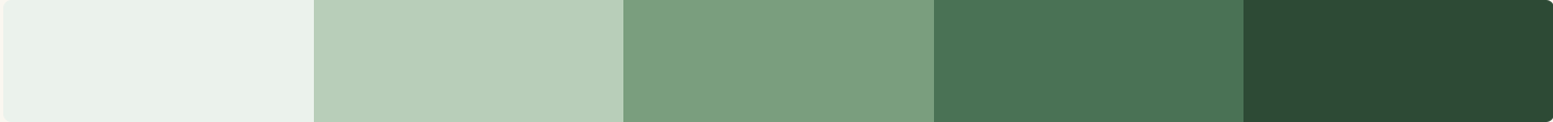 A colour swatch in different shades of soft green