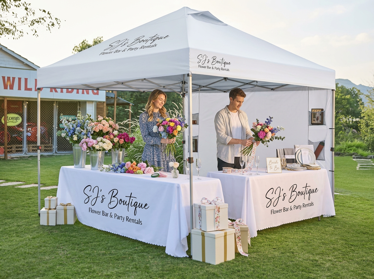 Party Package #3 - Flower Bar Cart + Bouquet Building Table + Tent + Delivery(Within 20 miles of Bordentown, NJ - up to 30 Guests)