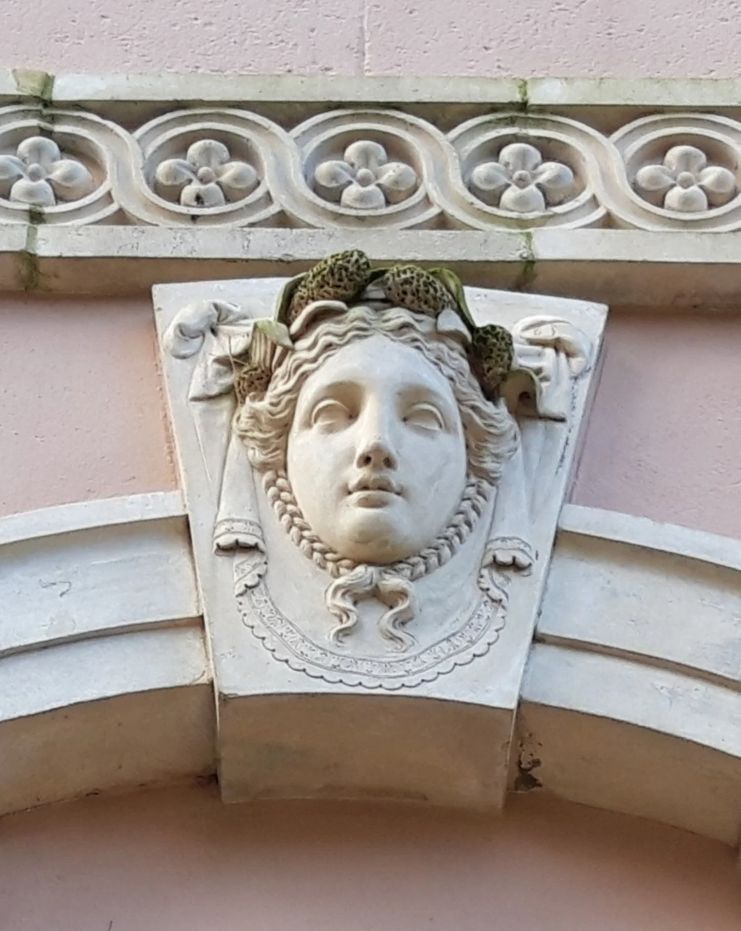 A female head keystone in Coade stone
