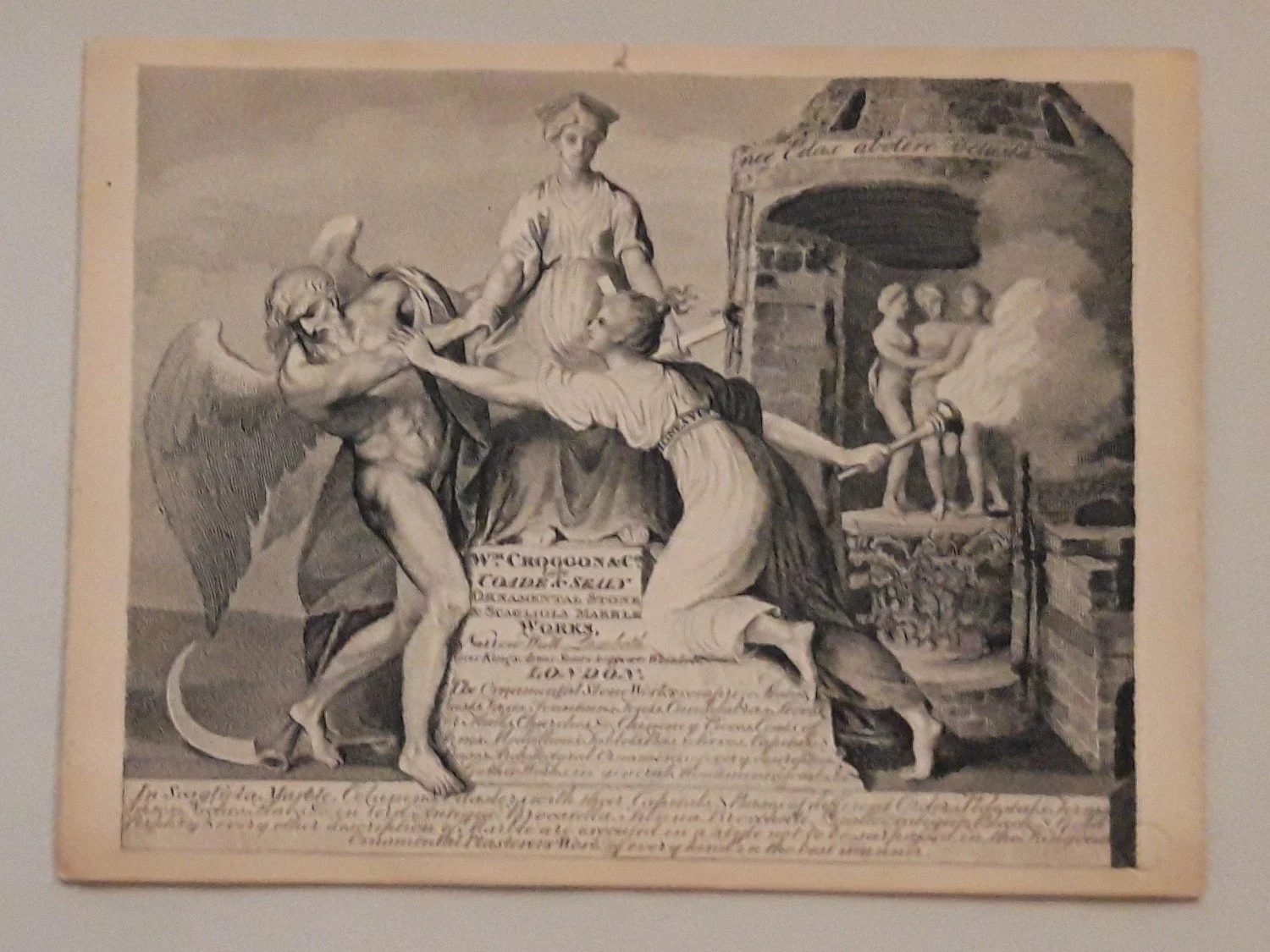 Coade's trade card in the V&A Museum.