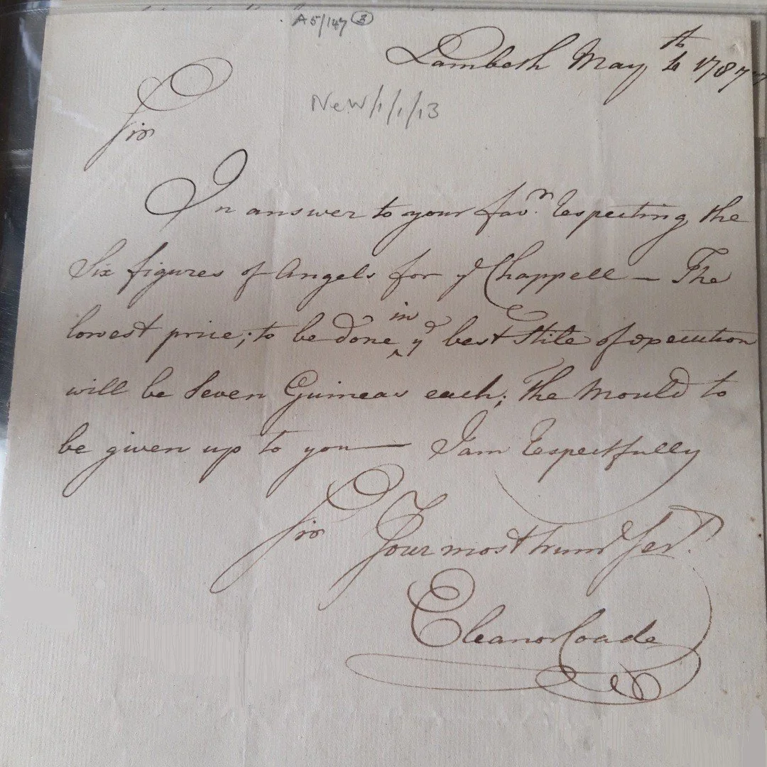 Eleanor Coade's hand-written letter.