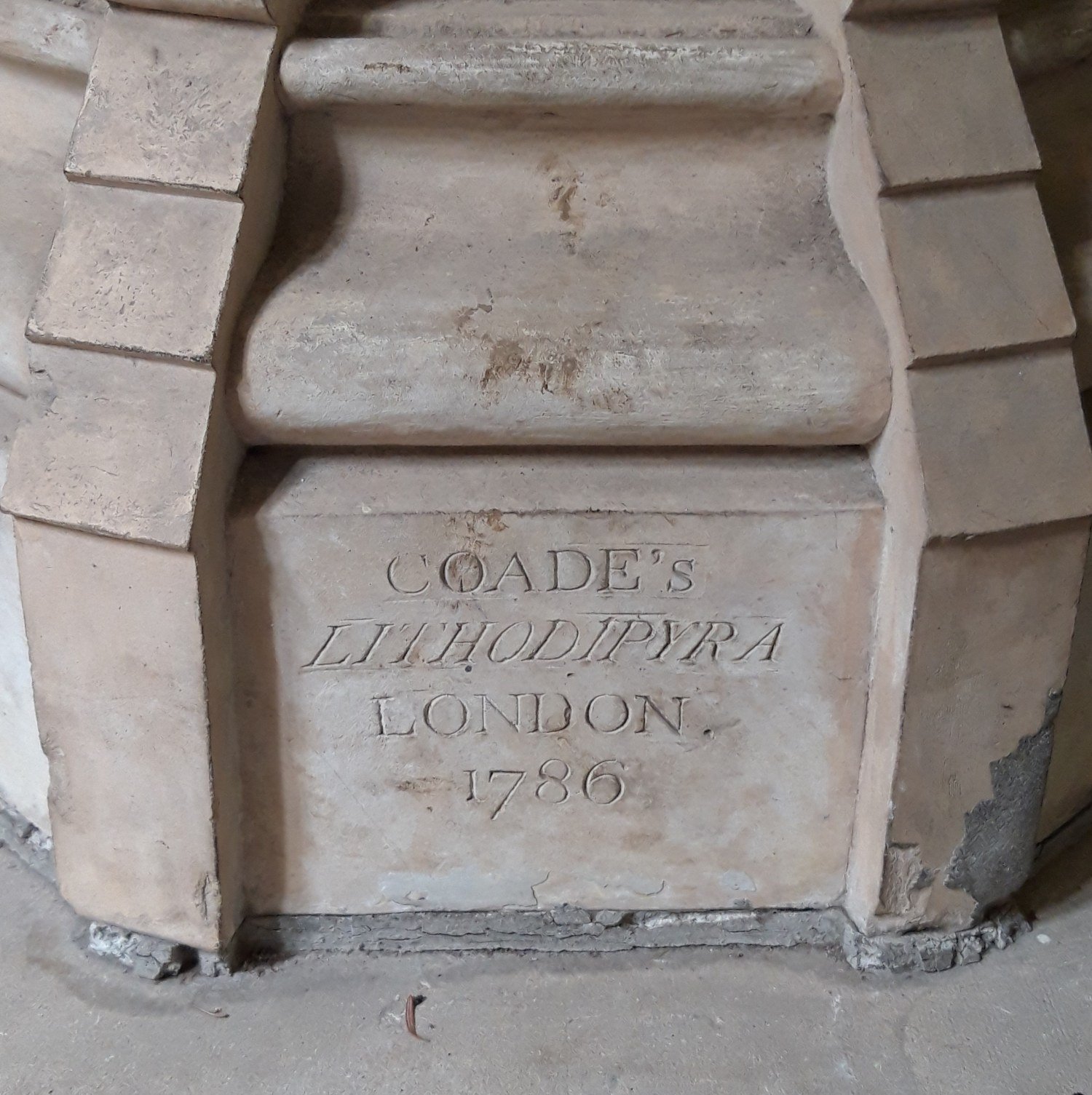 Coade stone with visible company stamp