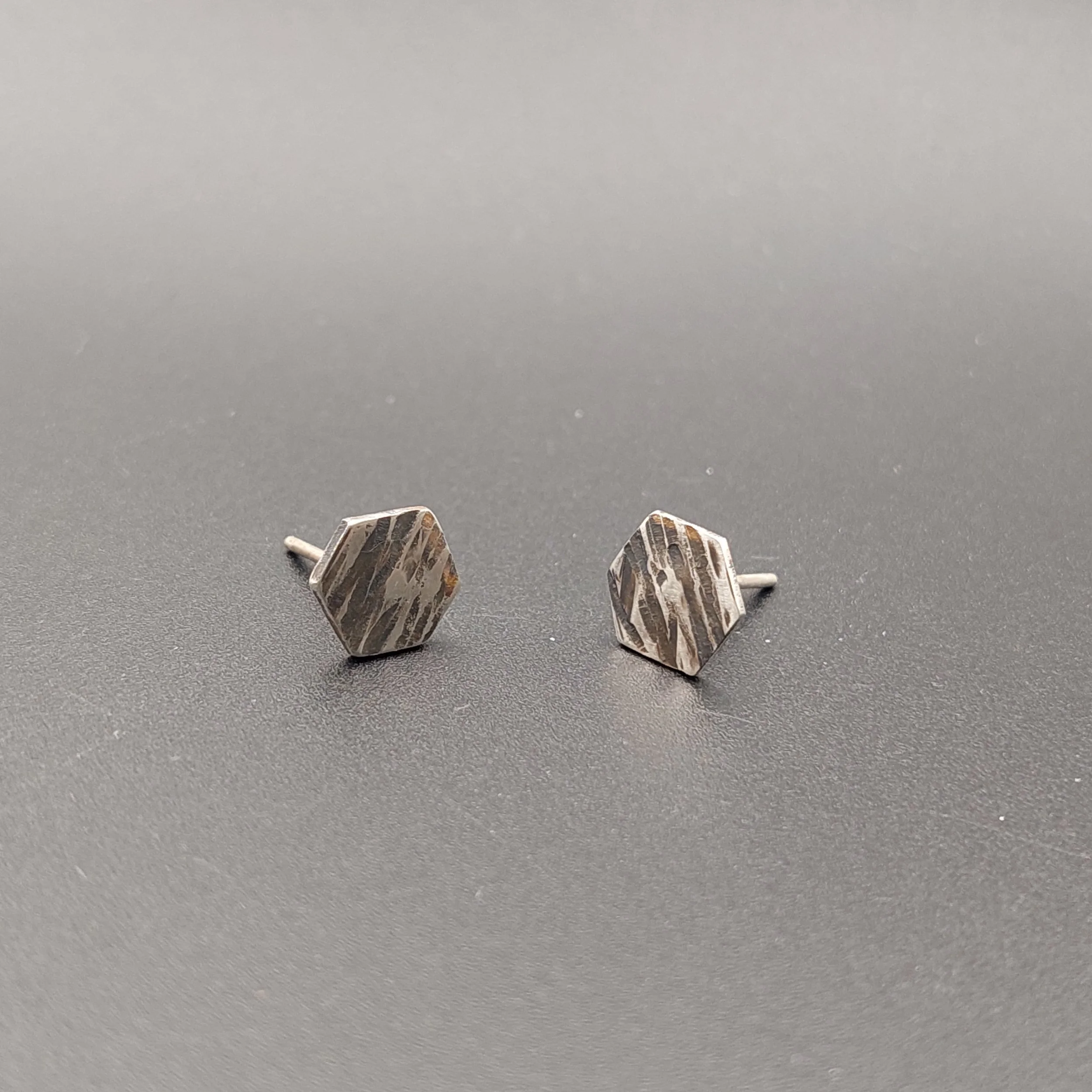 Textured hexagon stud earrings