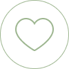 Outline of a heart inside a circle.