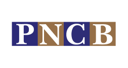 PNCB bank logo with initials PNCB in blue and tan blocks