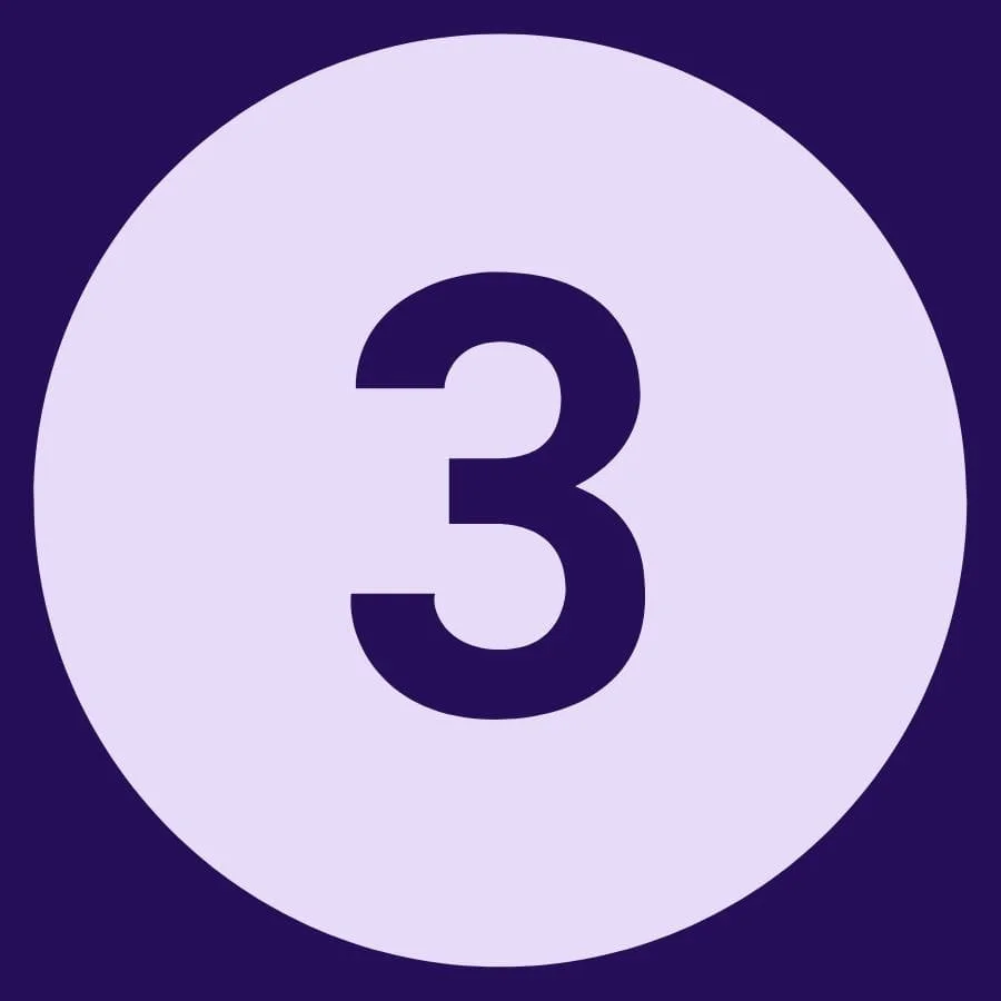 Number three on a purple and light purple background.