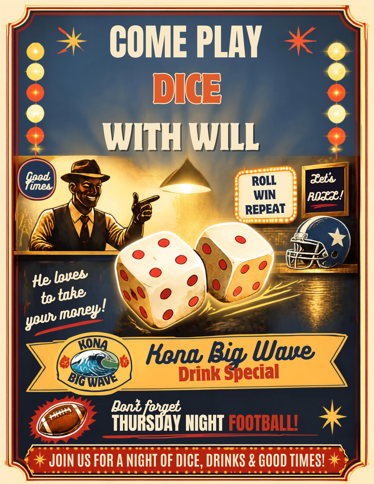 Thirsty Thursday, Football, Playing Dice With Will and Pasta Night!
