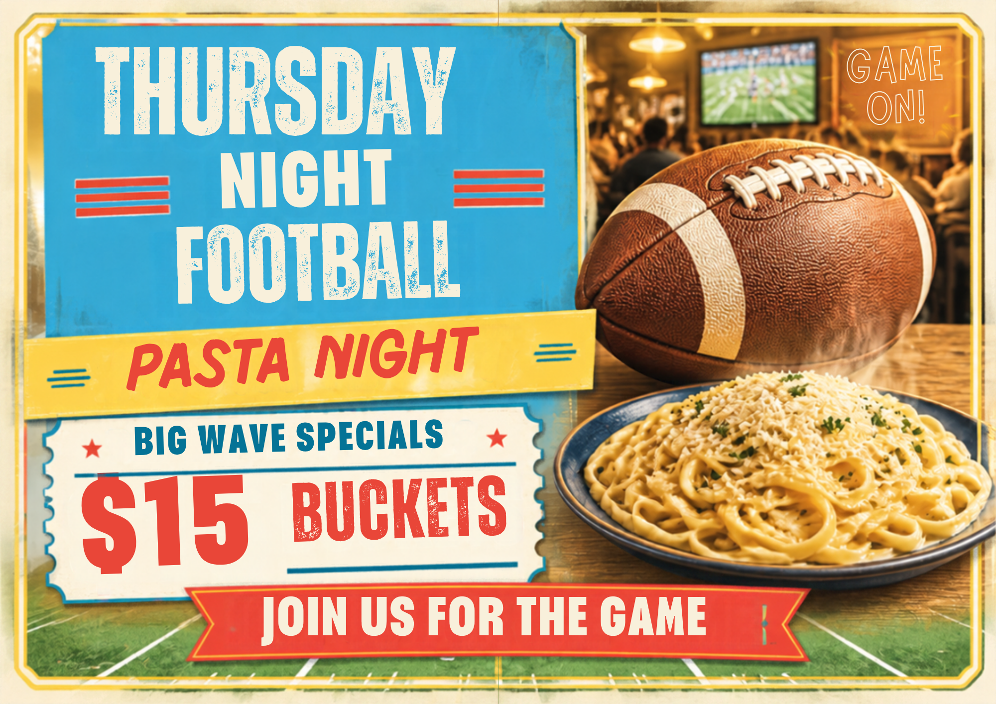 Thursday Night Football AND PASTA NIGHT 