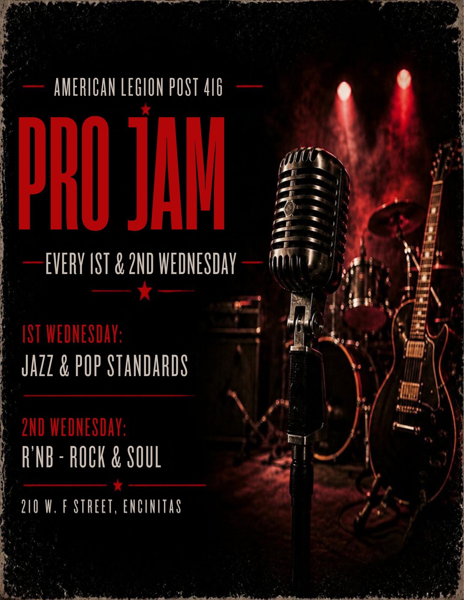 Procase Jazz with Danny DiCarlo, Padres vs BREWERS' Playoff (fingers crossed), Gyros With Alyssa, Auxiliary Meeting 6:30pm