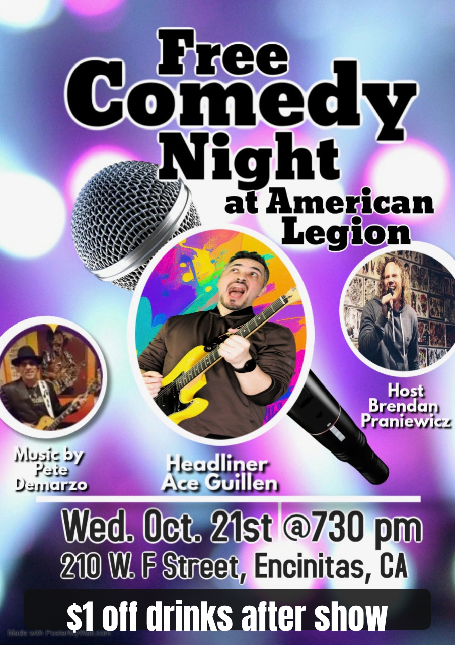 LIVE MUSIC: PETE DEMARZO 7PM, COMEDY NIGHT 7:30PM, GRYOS BY ALYSSA, $1 OFF DRINKS AFTER THE SHOW
