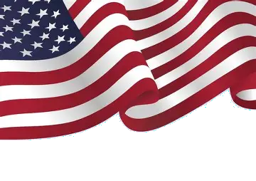 American flag waving with stars and stripes.