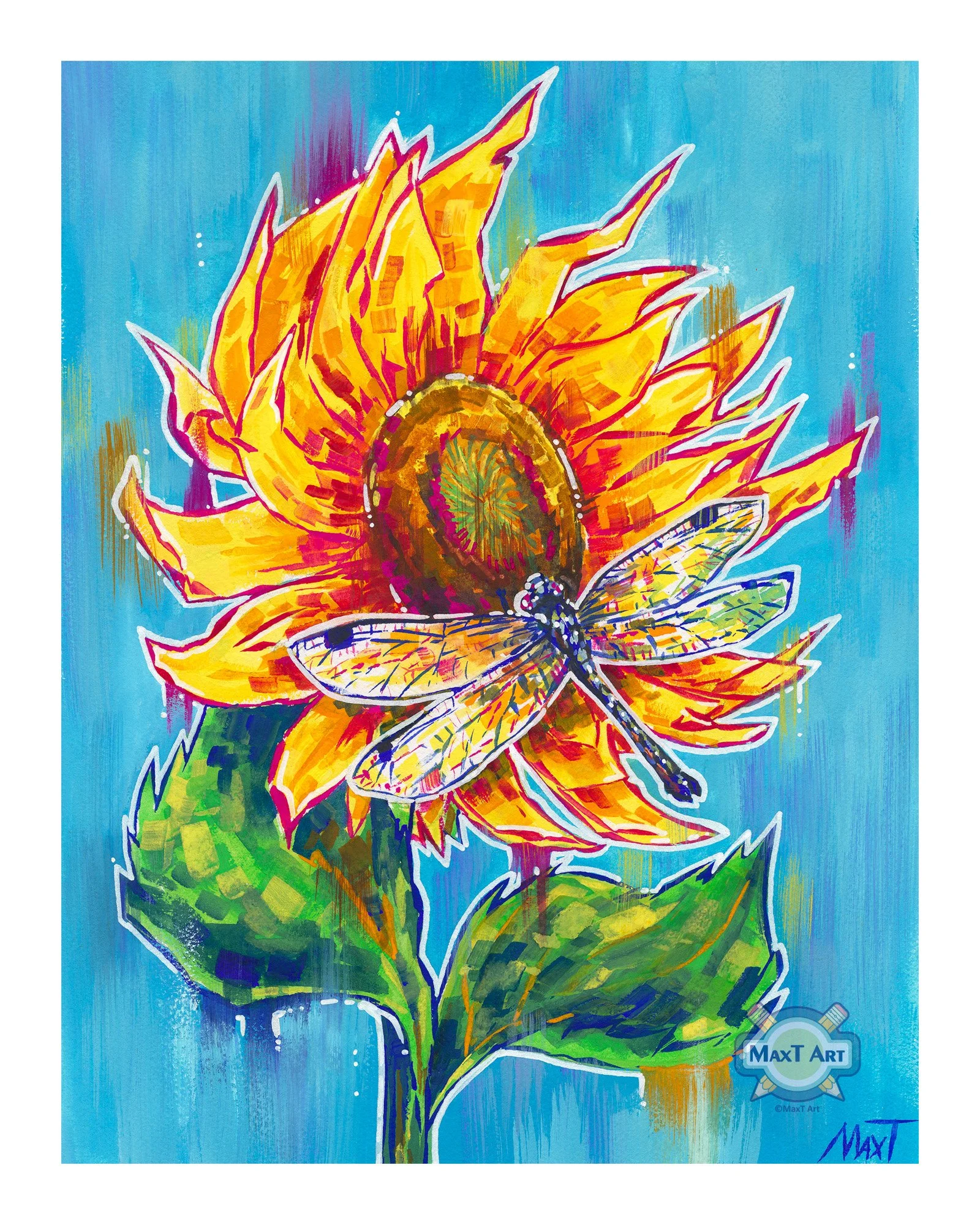 Sunflower & Dragonfly