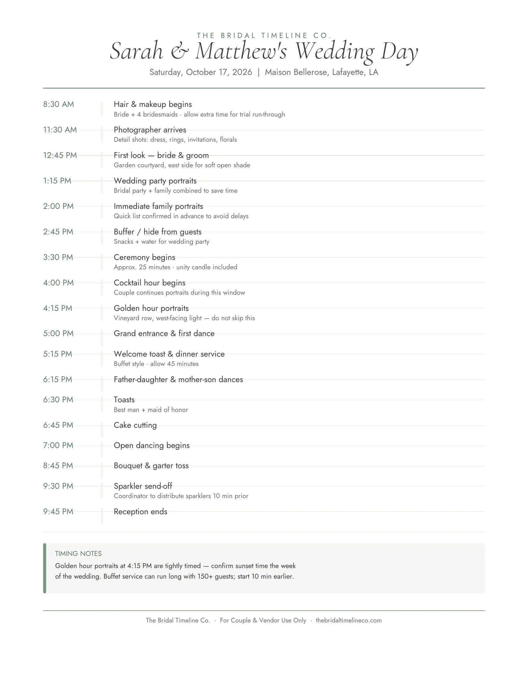 Wedding Timeline