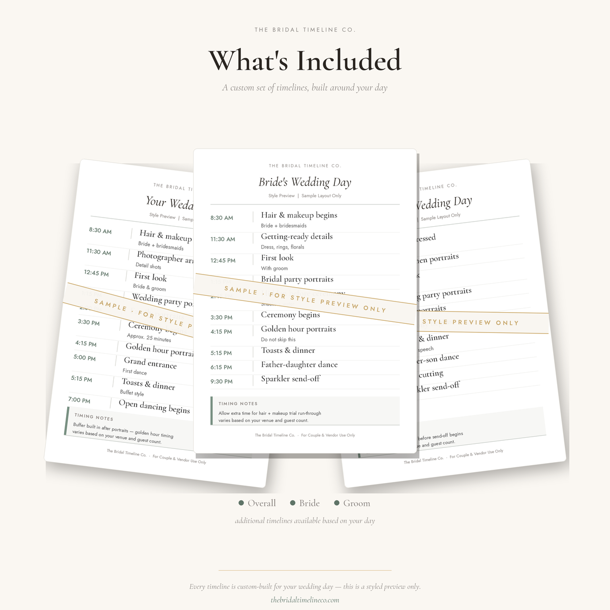 Custom Wedding Timeline
