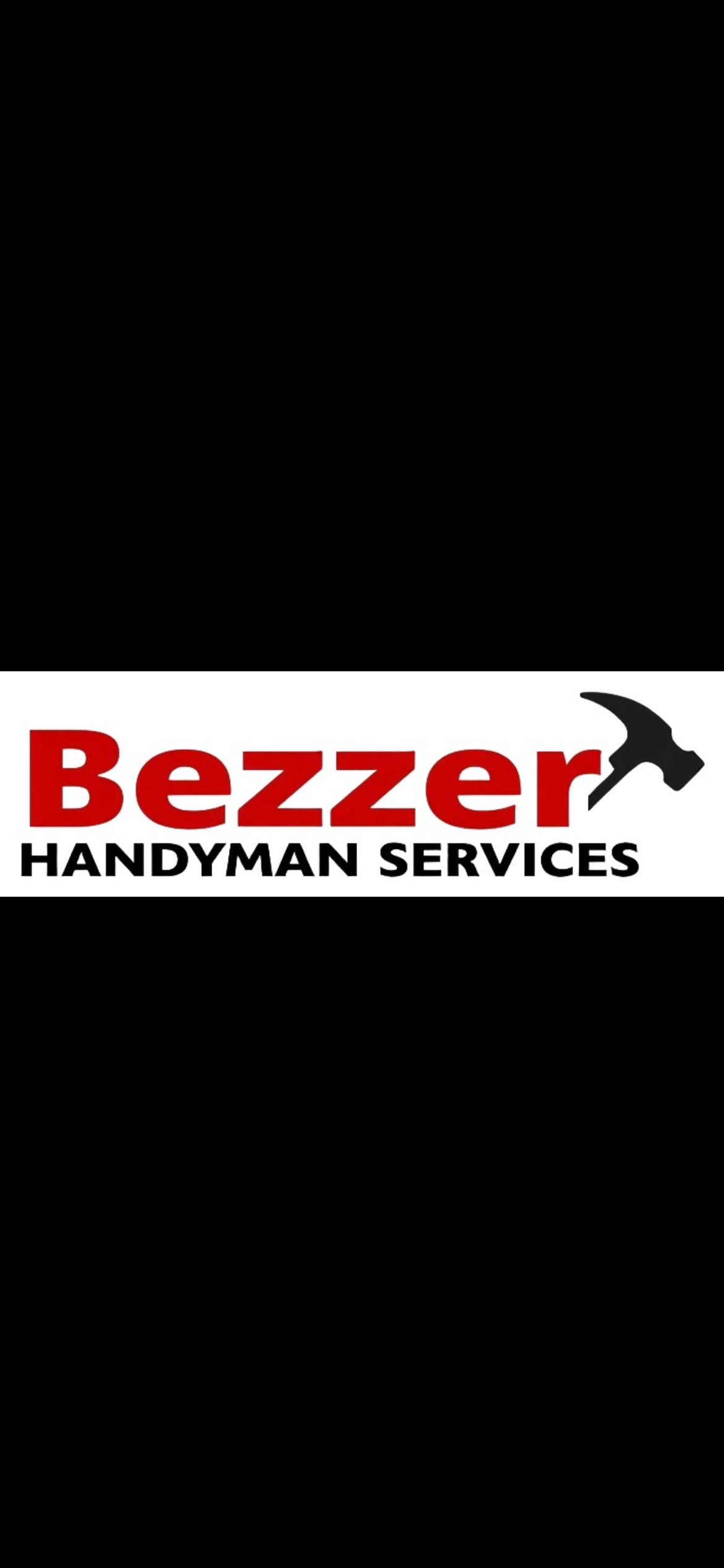 Logo for Bezzers Handyman Services with a black hammer icon and red and black text.