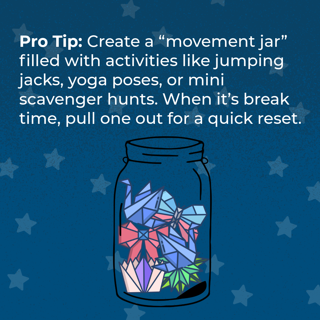Graphic with a jar filled with origami and the text from the Pro tip