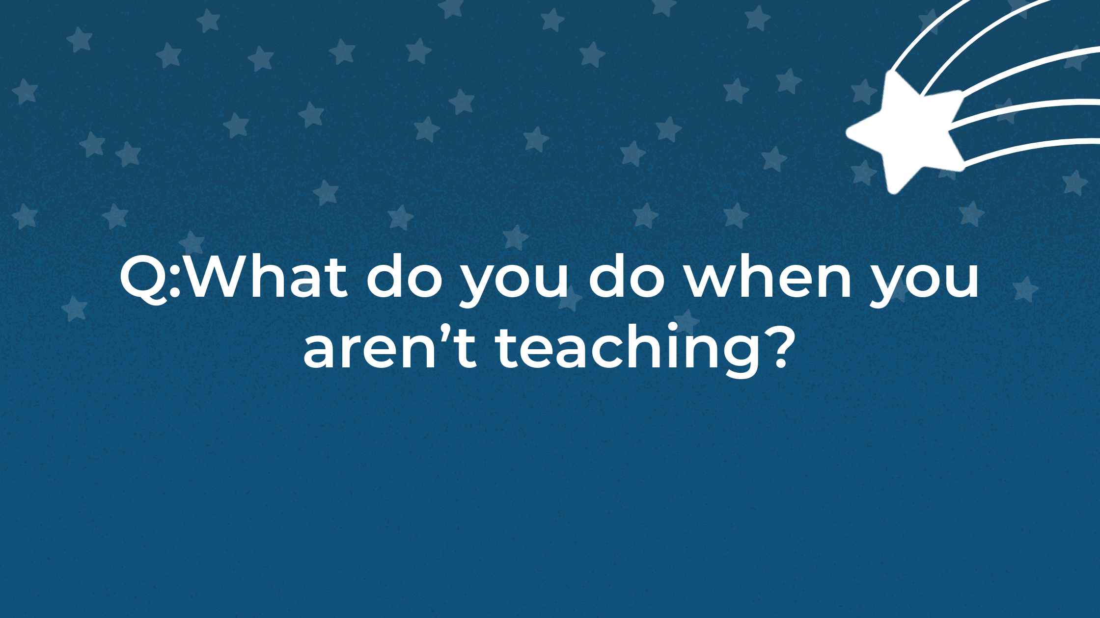 Blue graphic with a question about online teaching