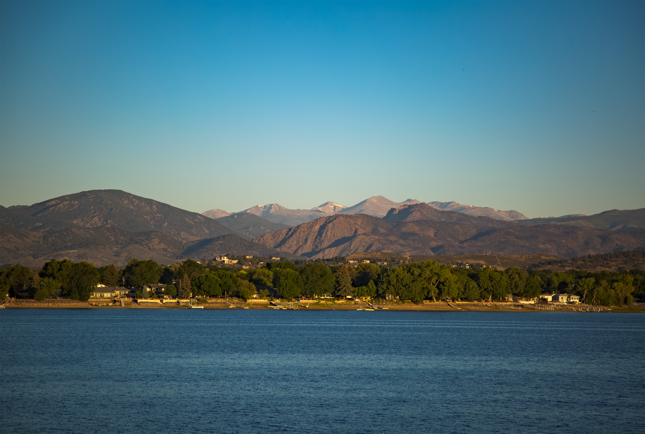 View of the Rocky Mountains from Lake Loveland! Loveland, Co