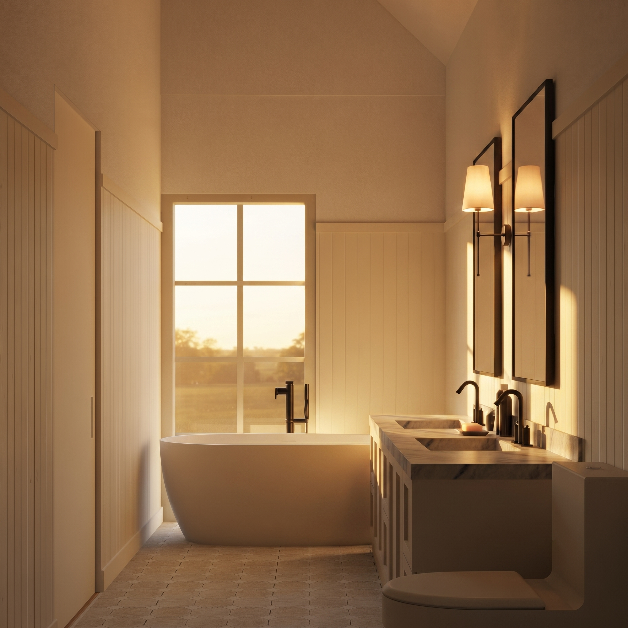 Marina Point primary bathroom - Soulful Transitional finish package
