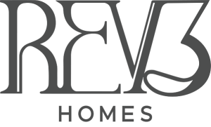 R&V3 HOMES logo in black