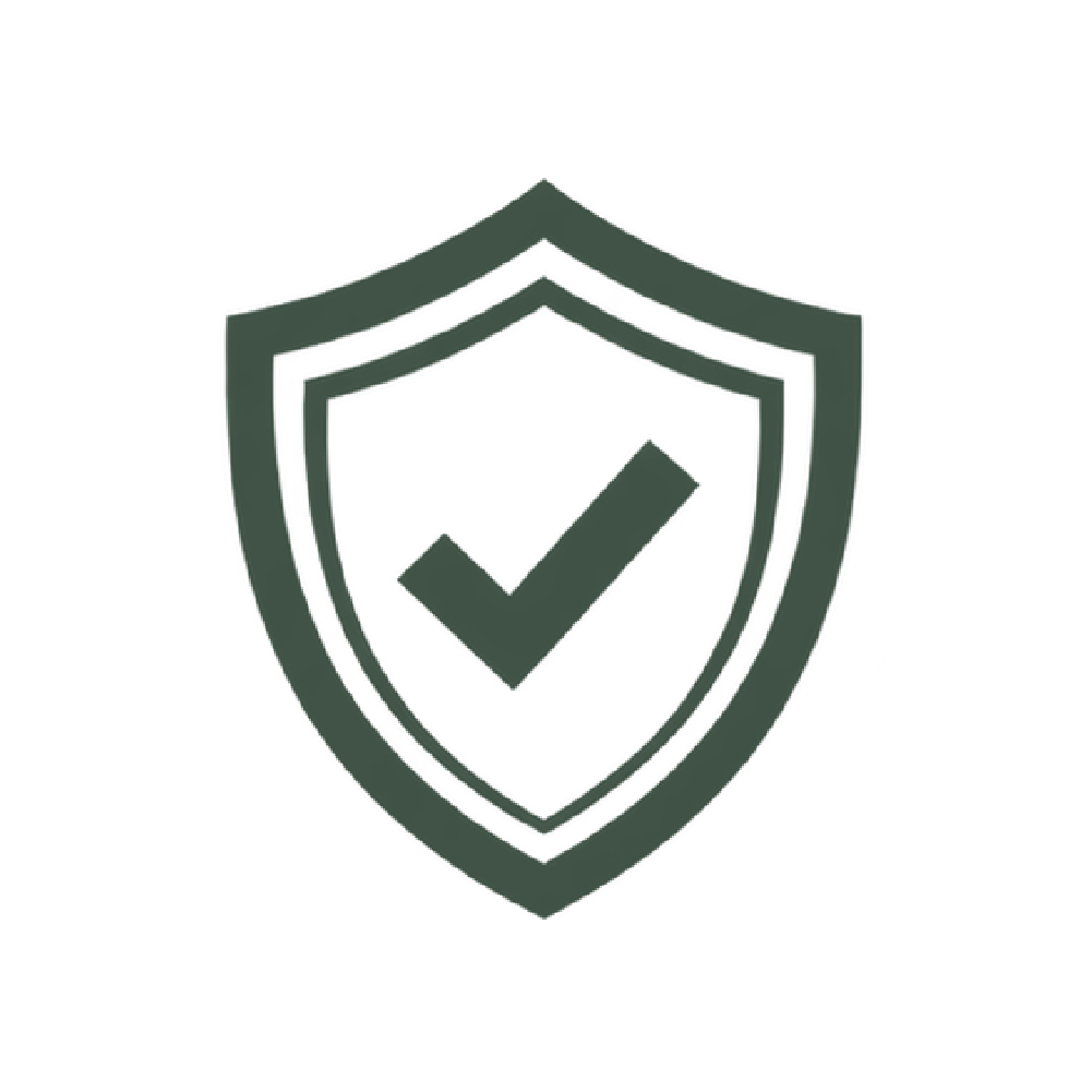 A shield icon with a checkmark inside, representing security or protection.