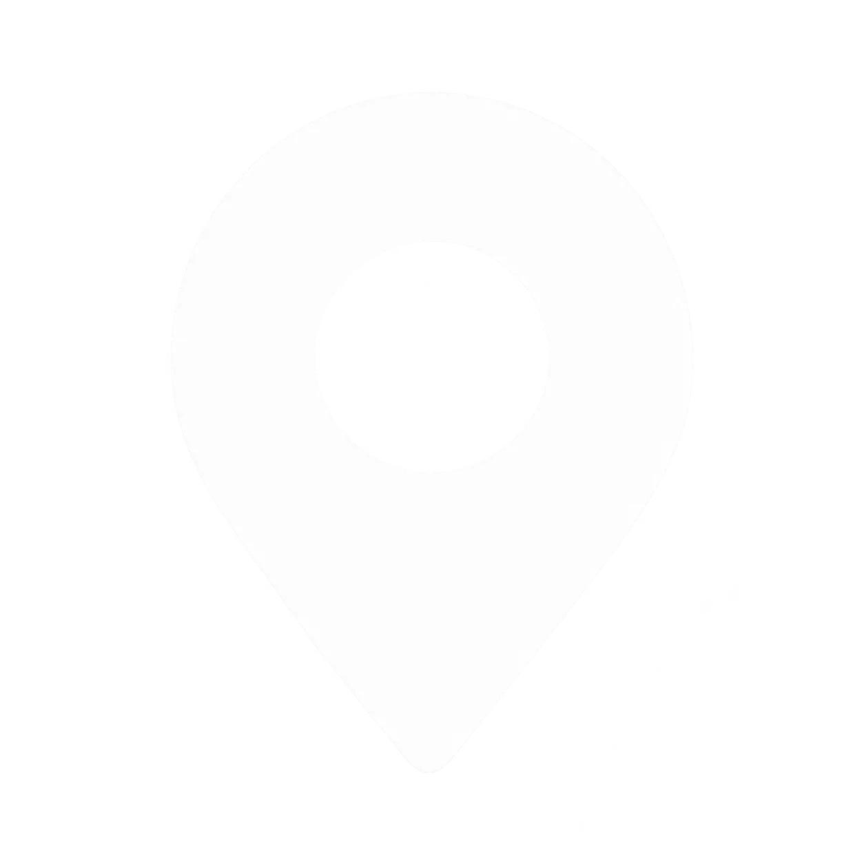 Map marker icon with a circular center and pointed bottom, used in digital maps for location pinpoints.