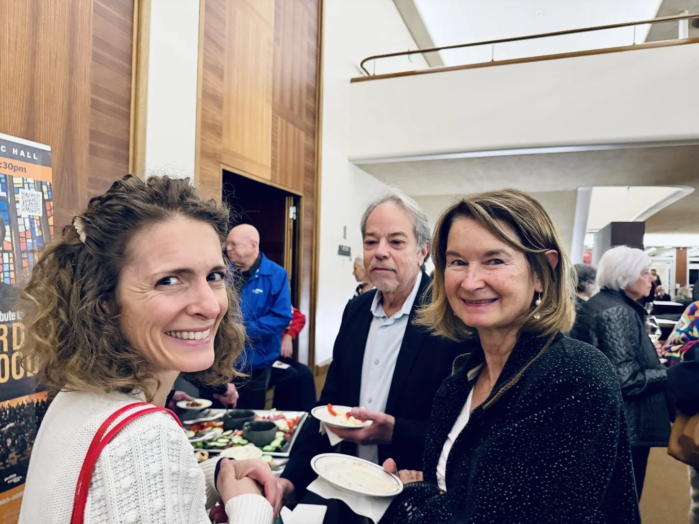  Mélanie Clapiès (violin), Diana Sachs (friend of BCMS), Bob Prokes (vice president)  photo credit: Mark Hayman 