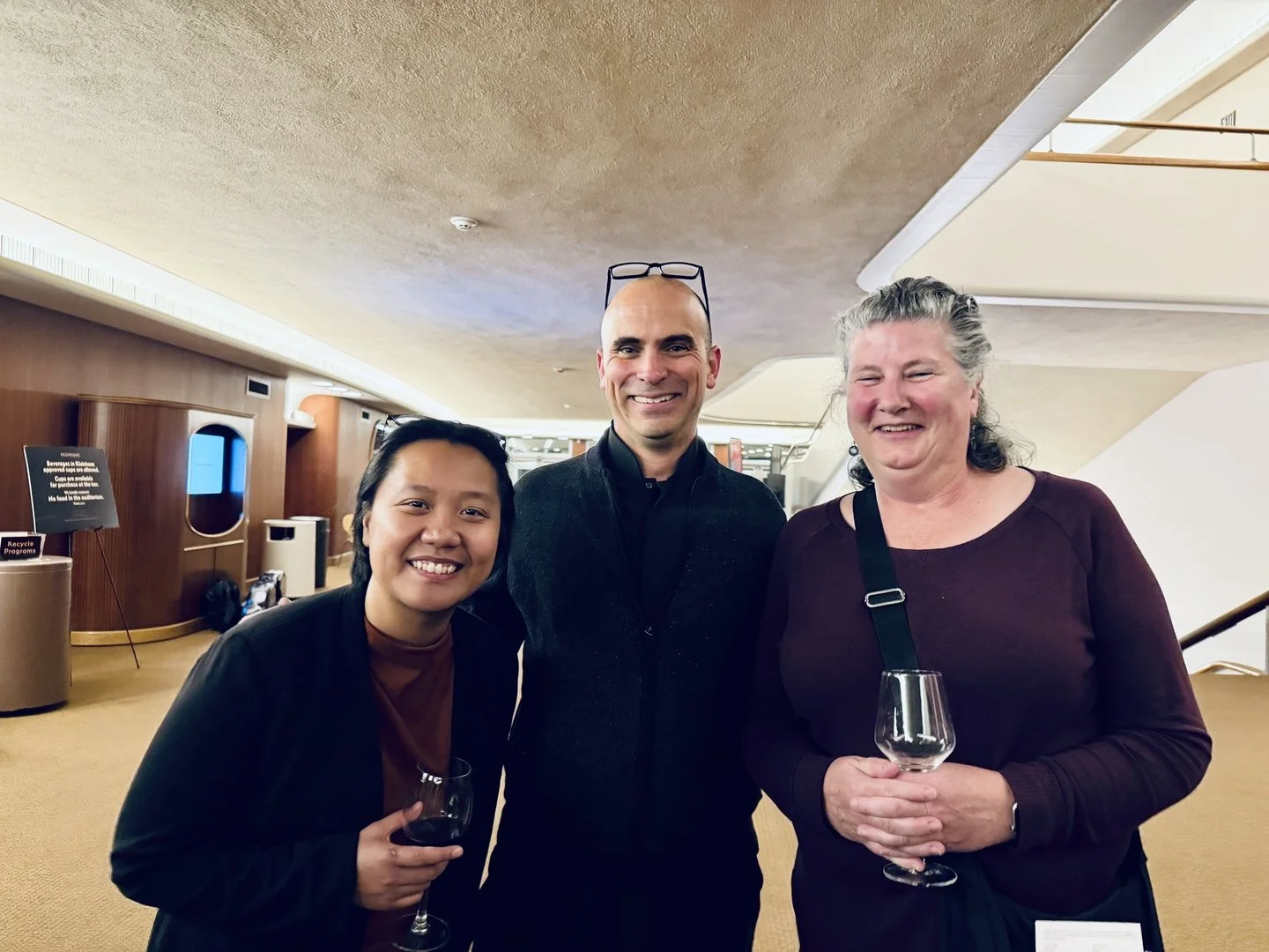  Isabel Ong (executive director), Daniel McDonough (cellist of Jupiter Quartet), and Amy Kelly (friend of BCMS)  photo credit: Mark Hayman 