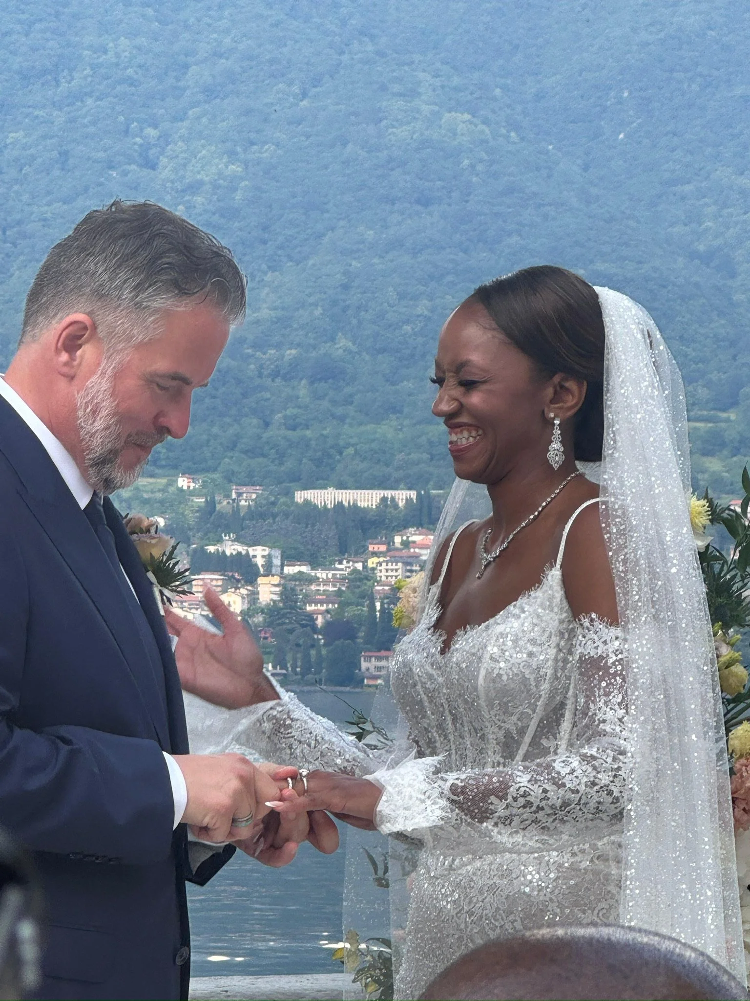 Struggling to put the ring on, LOL.