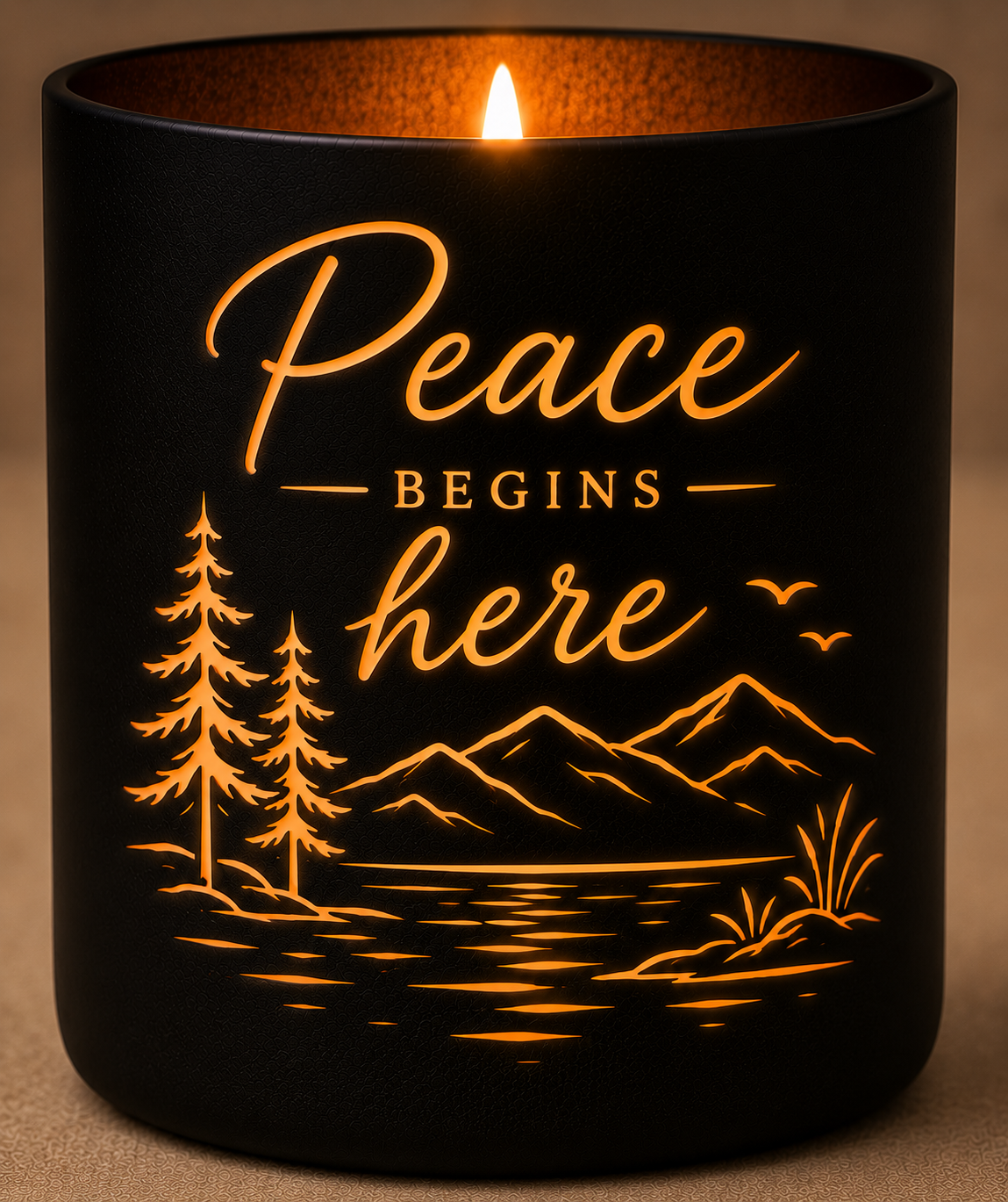 Serenity Glow Laser-Etched Glass Candle