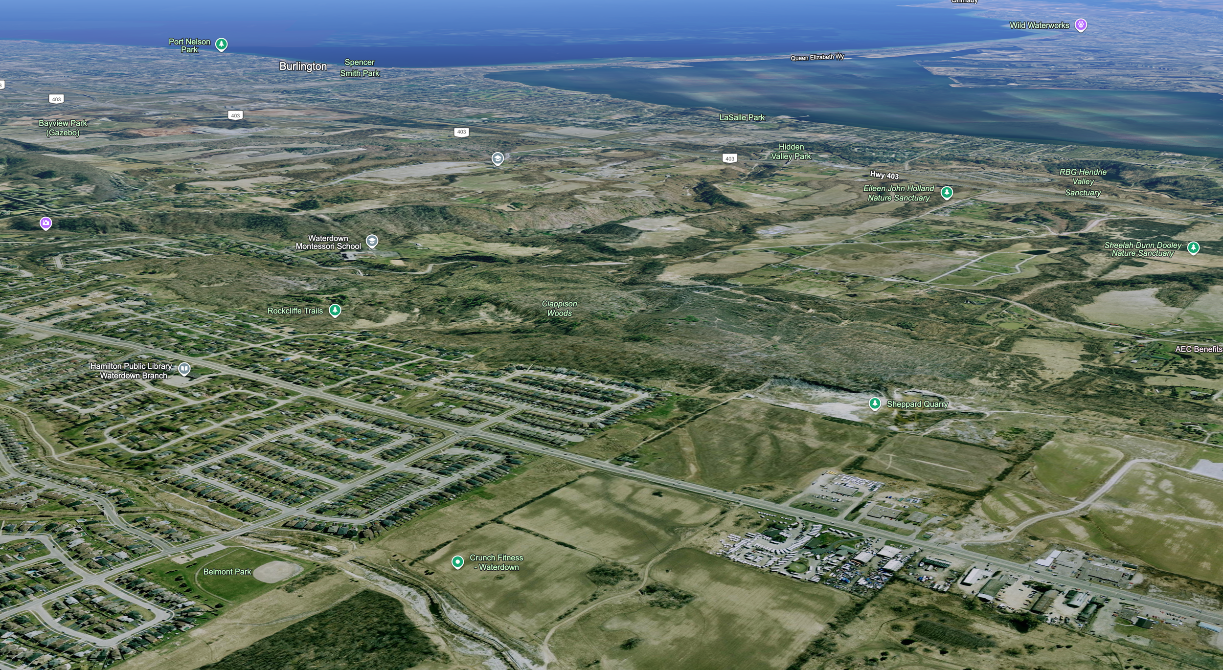 Above Waterdown, looking SE over Lake Ontario
