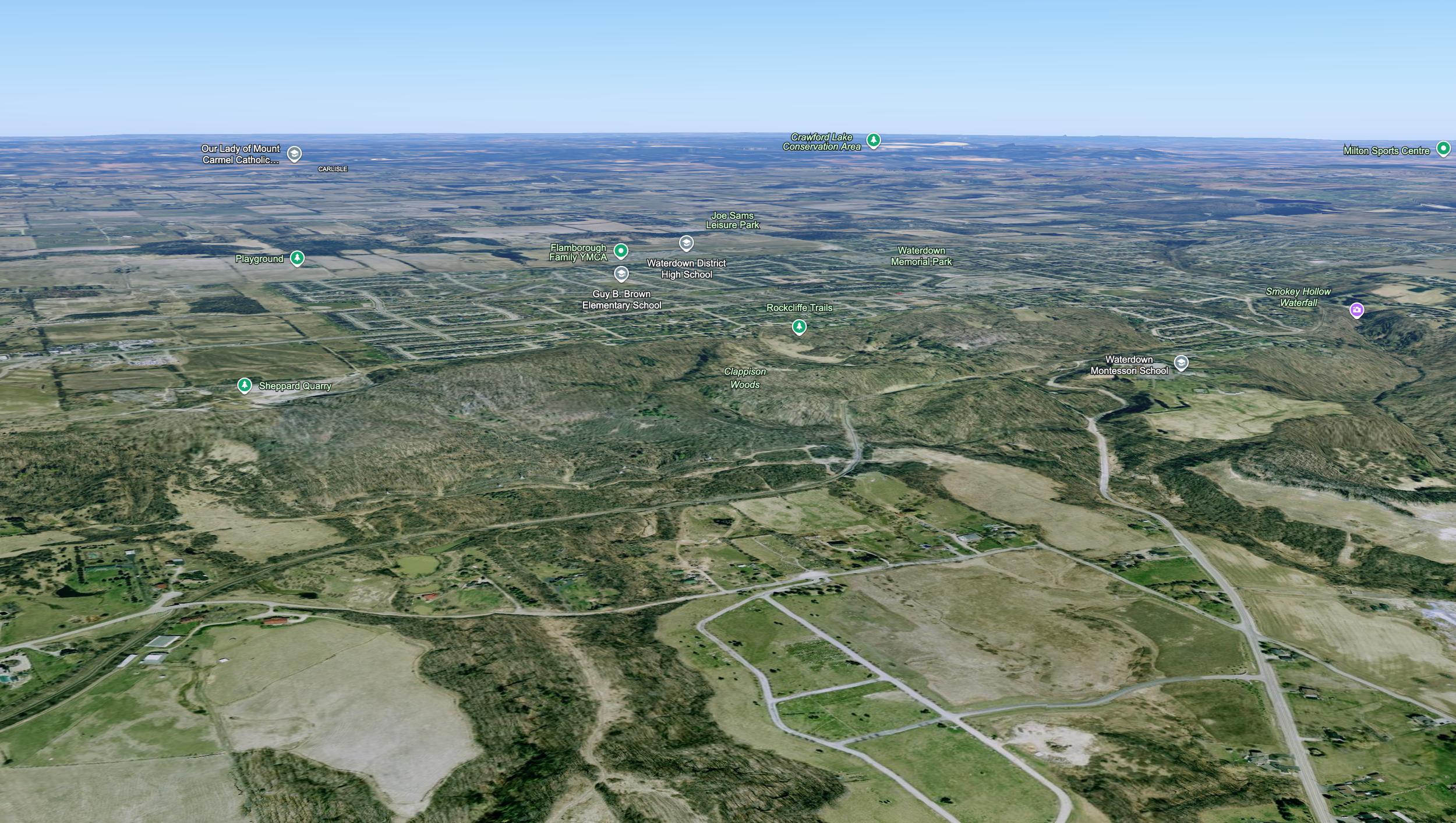 Looking north, up the Escarpment to Waterdown.