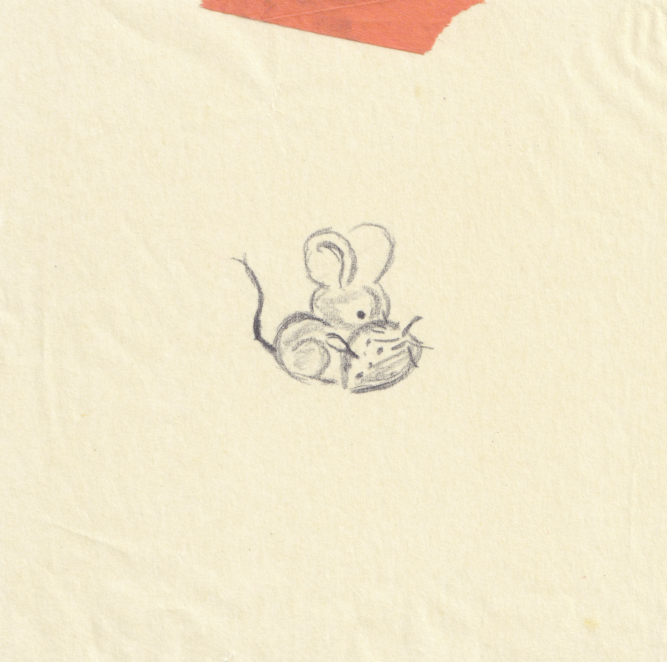 baby mouse with strawberry sketch